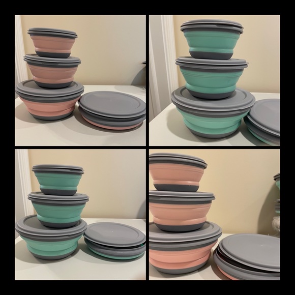 3pc set of foldable space savers with lids (This listing for Pink/Grey set) - Picture 5 of 6